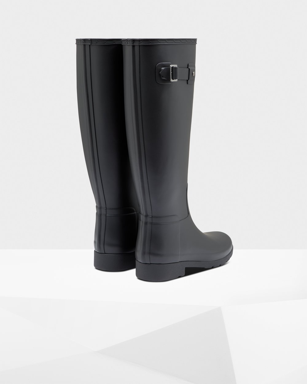 Women Hunter Refined Slim Fit | Tall Rain Boots Black | NZ-10672-RKWN